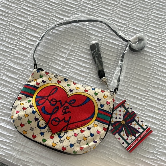 Purse shoulder love & joy pouch zipper pride rainbow heart bow colorful - Picture 2 of 8